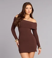 Soft Spoken Confidence Rib Knit Mini Dress