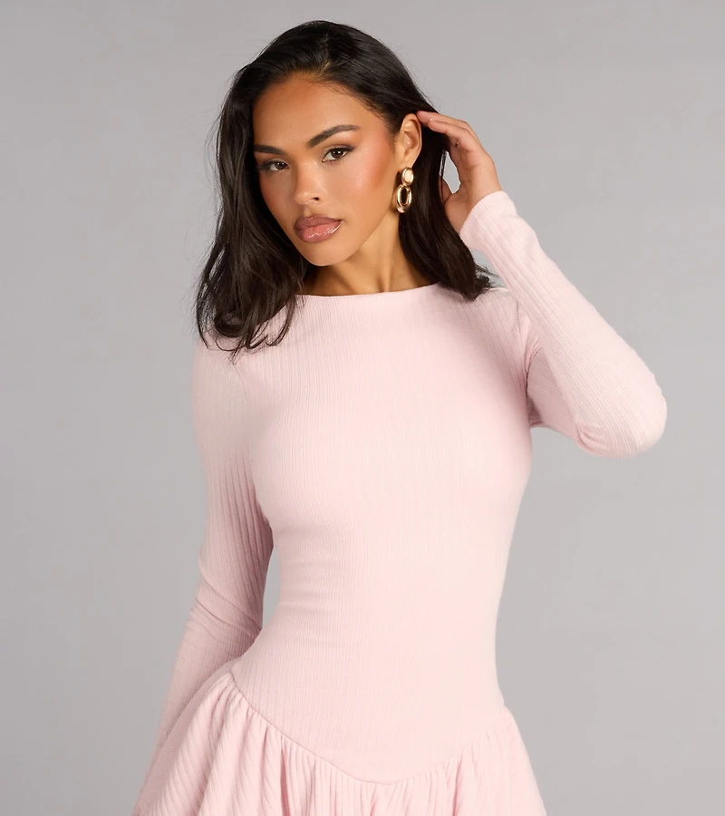 Sweet Plans Ahead Long Sleeve Skater Dress