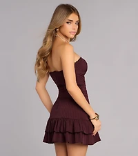 Wine Night Pinstripe Mini Dress