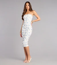 Sweet Talker Floral Eyelet Midi Tube Dress