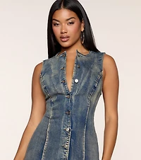 One More Pic Button Denim Dress