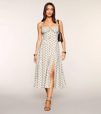 Café Date Polka Dot Midi Dress