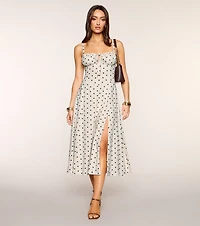Café Date Polka Dot Midi Dress