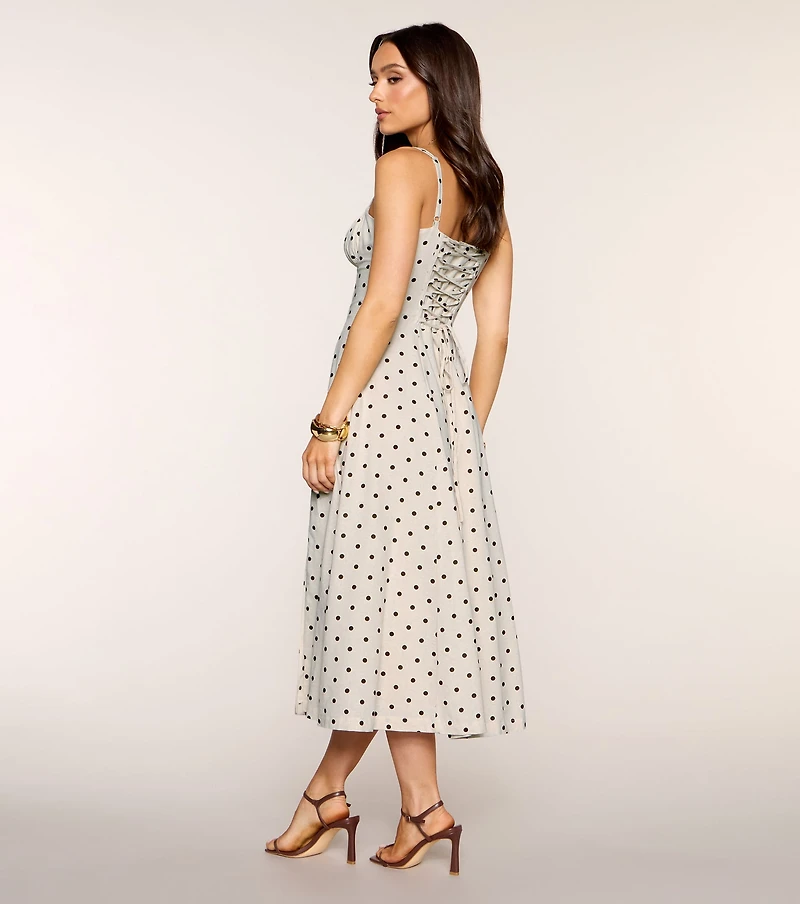 Café Date Polka Dot Midi Dress