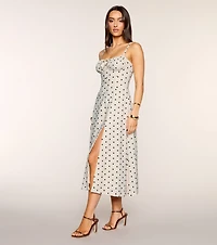 Café Date Polka Dot Midi Dress