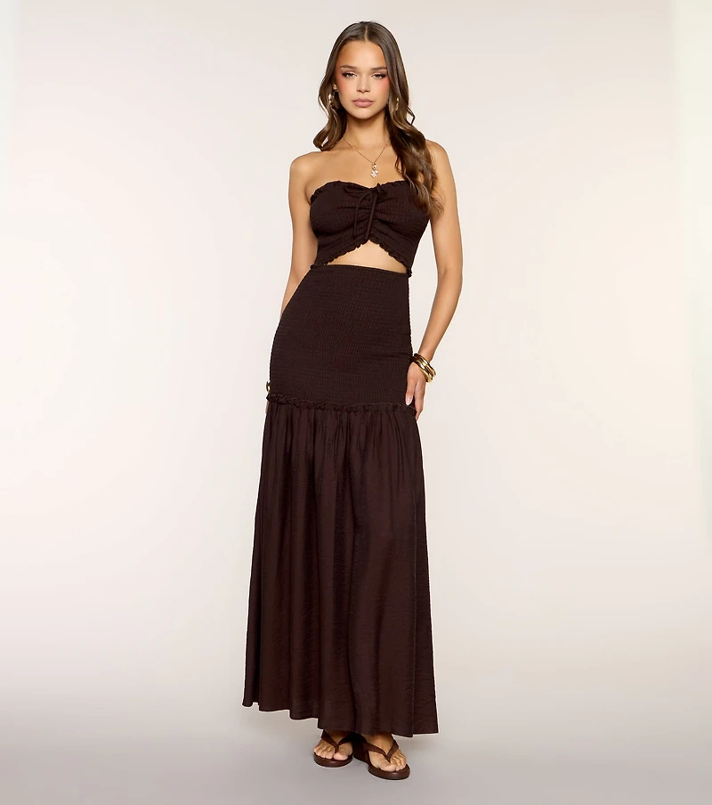 Brown Sugar Breeze Cutout Maxi Dress