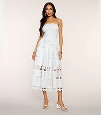 Lovely Day Eyelet A-Line Midi Dress