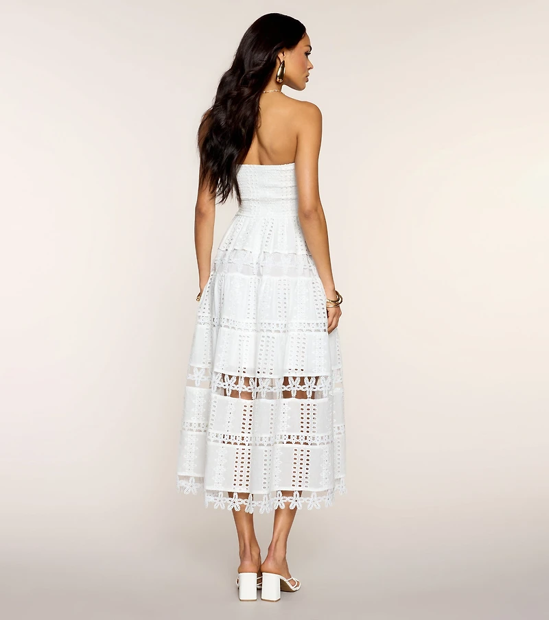 Lovely Day Eyelet A-Line Midi Dress