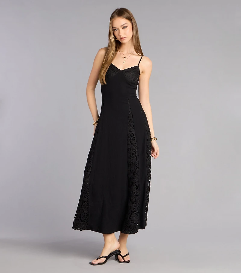 Soft Spoken Statement Linen V Neck Maxi Dress