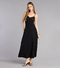 Soft Spoken Statement Linen V Neck Maxi Dress