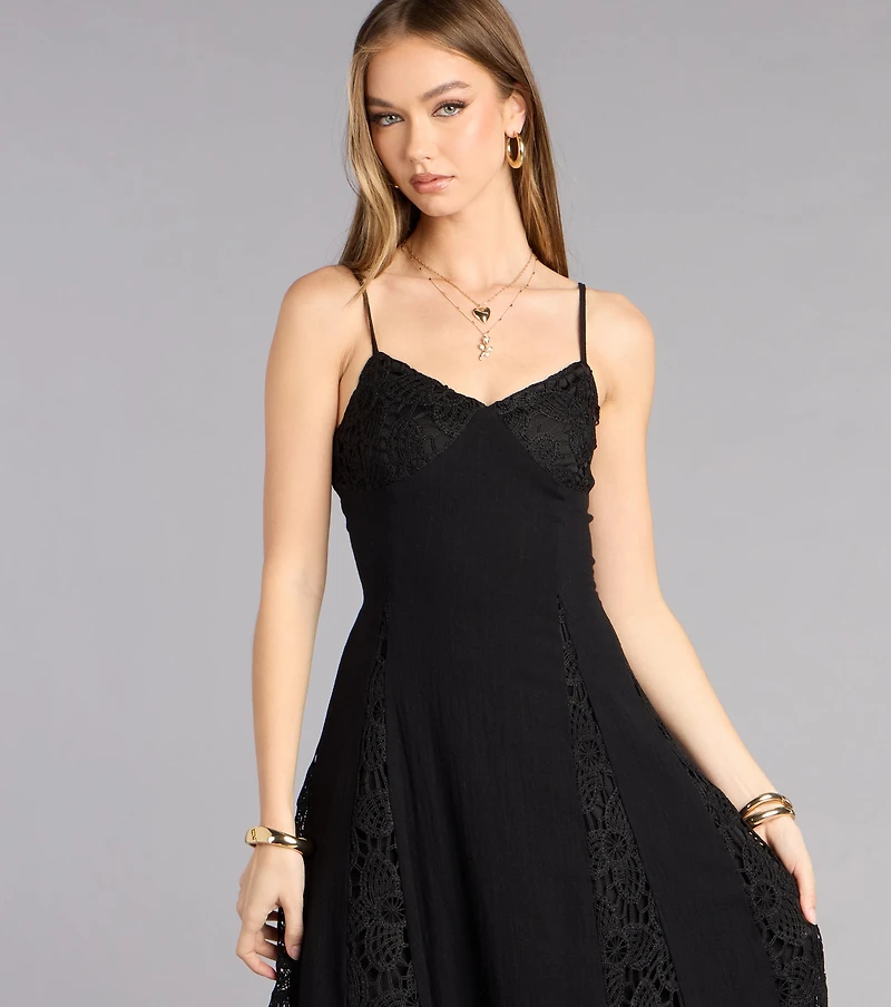 Soft Spoken Statement Linen V Neck Maxi Dress