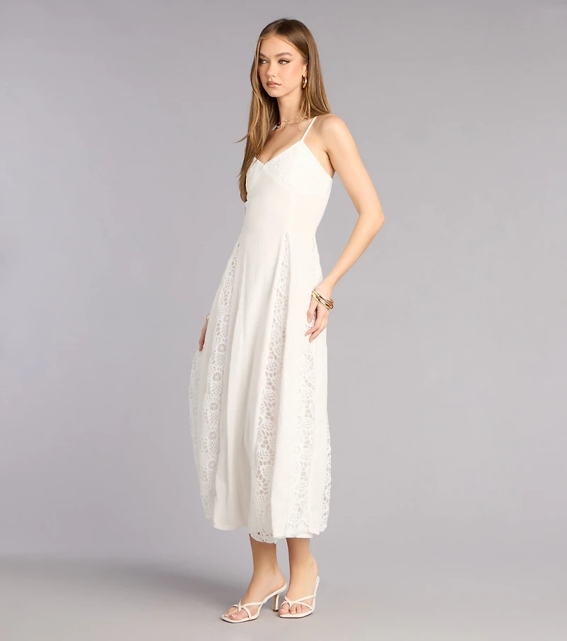 Soft Spoken Statement Linen V Neck Maxi Dress