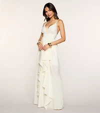 Soft Cascade Ruffle A-Line Maxi Dress