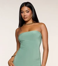 Sleek Fit Strapless High Slit Maxi Dress