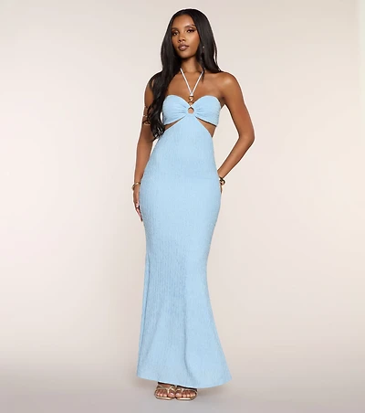 Ocean Air Mood Halter Maxi Dress