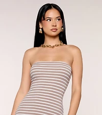 Stripe Right Tube Midi Dress