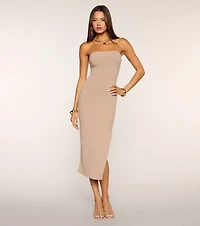 Smooth Talker Strapless Bodycon Midi Dress