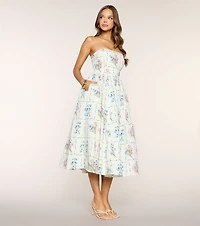 Café Cutie Floral A-Line Midi Dress