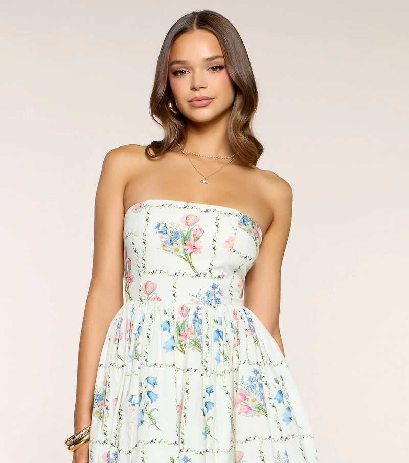 Café Cutie Floral A-Line Midi Dress