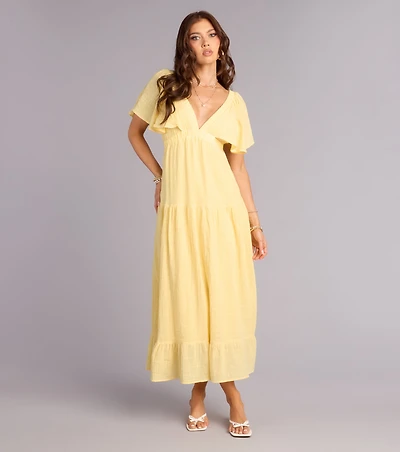 Major Fling Flutter Sleeve Maxi Dress