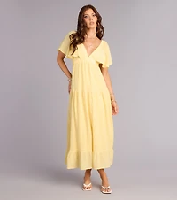 Major Fling Flutter Sleeve Maxi Dress