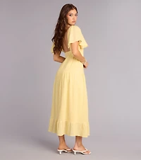 Major Fling Flutter Sleeve Maxi Dress