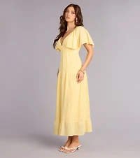 Major Fling Flutter Sleeve Maxi Dress