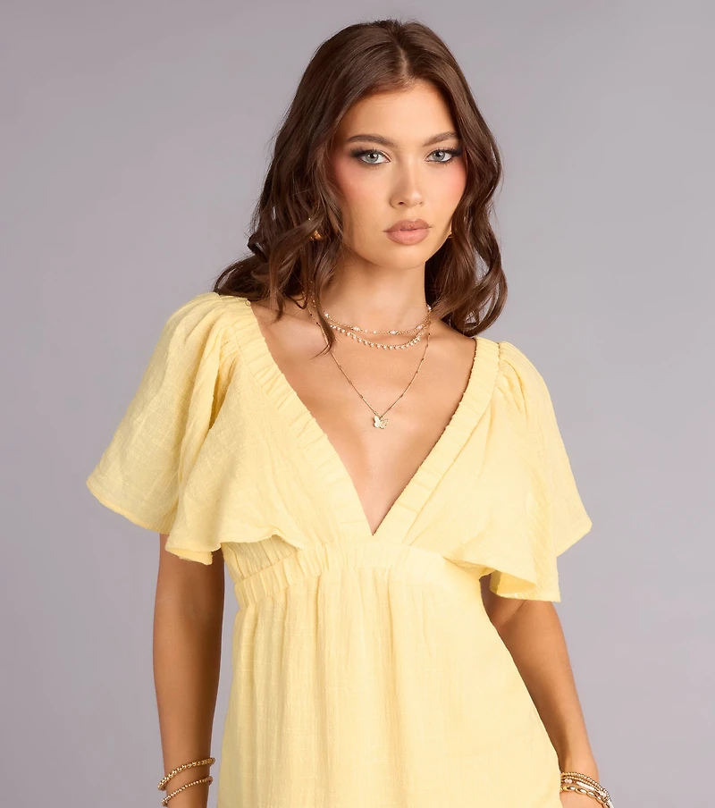 Major Fling Flutter Sleeve Maxi Dress