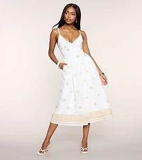 Weekend Wandering Embroidered A-Line Midi Dress