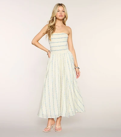 Sunday Bloom Strapless Midi Dress