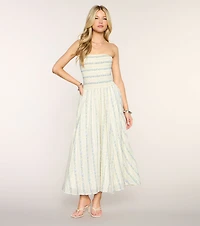 Sunday Bloom Strapless Midi Dress