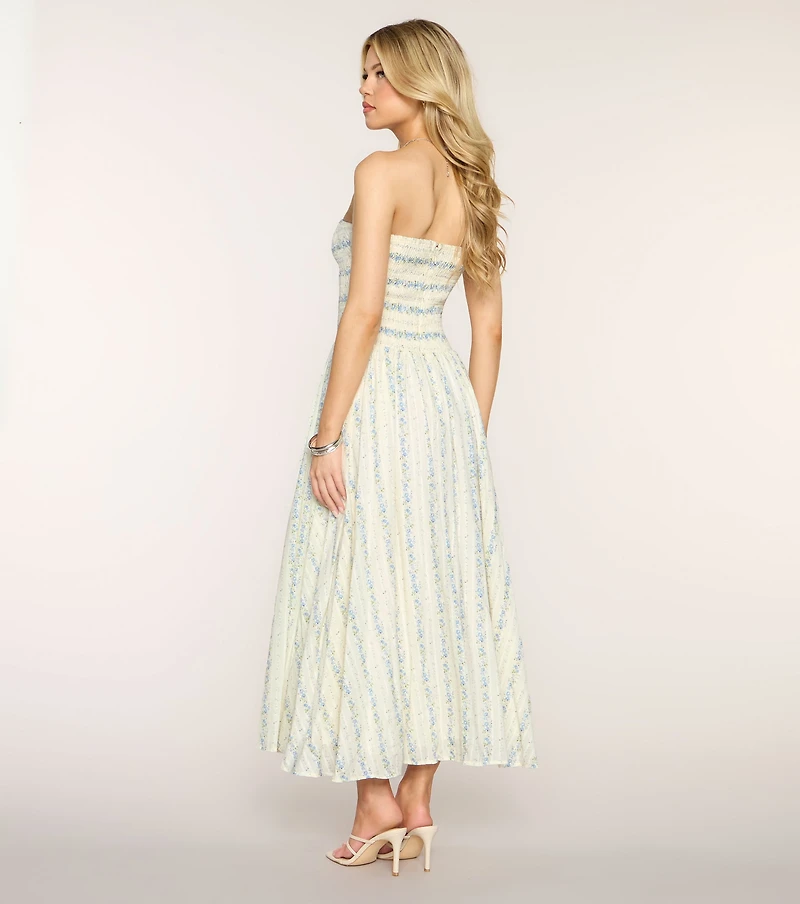 Sunday Bloom Strapless Midi Dress