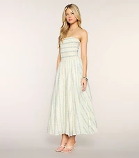 Sunday Bloom Strapless Midi Dress