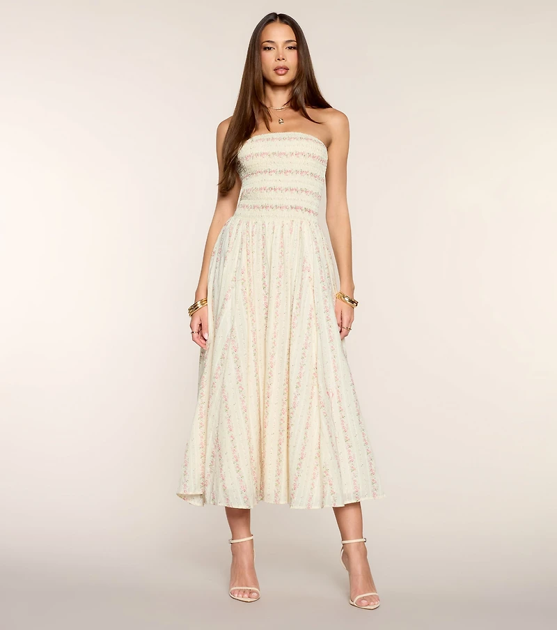Sunday Bloom Strapless Midi Dress