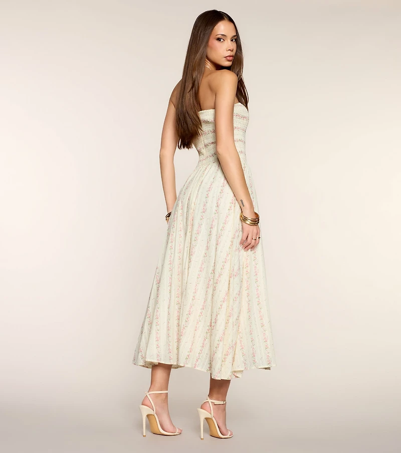 Sunday Bloom Strapless Midi Dress