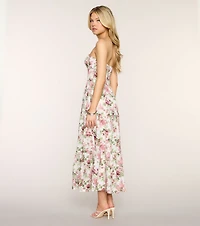 Fresh Cut Florals Strapless Midi Dress
