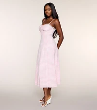 Brunch Booked Gingham Print A-Line Midi Dress