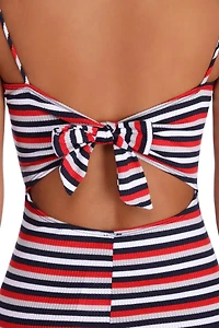 Tie Breaker Striped Mini Dress