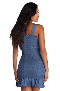 Chambray Today Ruffle Mini Dress