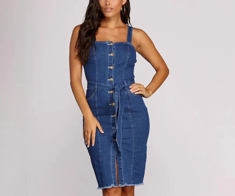 Denim Darling Button Midi Dress