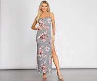 Fresh Blooms Side Slit Maxi Dress