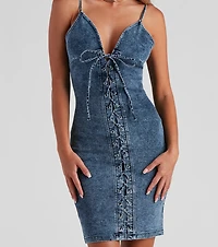 Laced Up Denim Dress