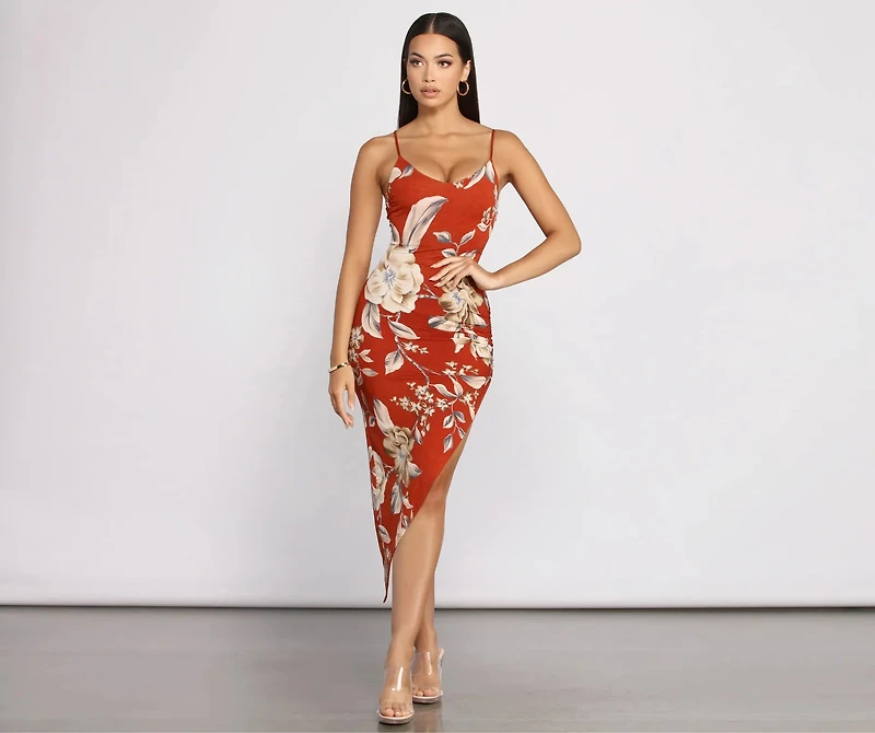 Stunning Florals Sleeveless Midi Dress