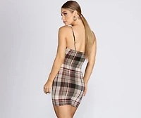 Plaid Knit Mini Dress