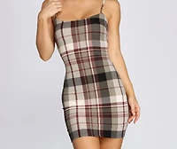 Plaid Knit Mini Dress