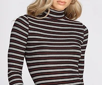 Stripe Right Mock Neck Mini Dress
