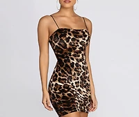 Sleeveless Velvet Leopard Mini Dress