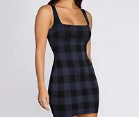 Poised Plaid Sleeveless Mini Dress