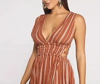 Season of Stripes Cutout Gauze Mini Dress