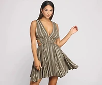 Season of Stripes Cutout Gauze Mini Dress